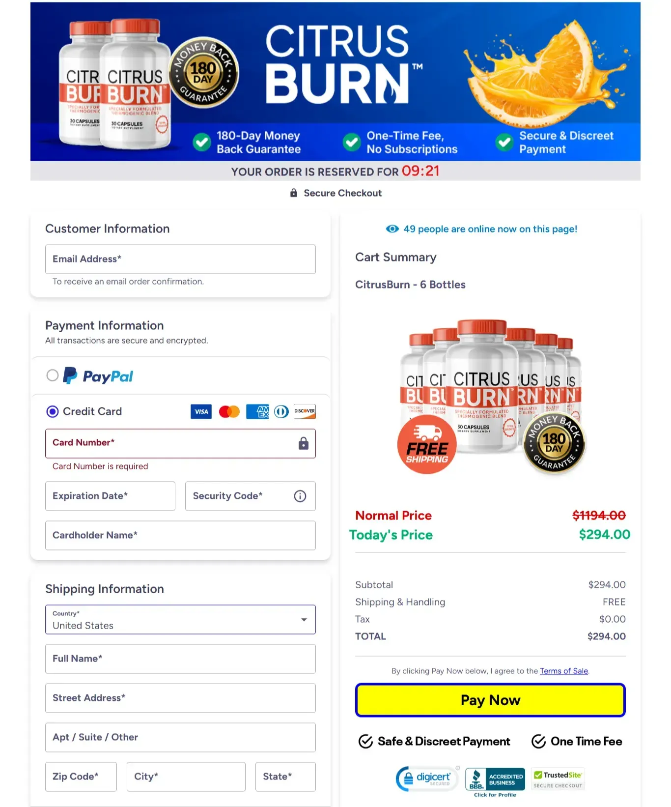 CitrusBurn order form